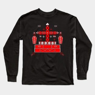 Baron Samedhi Voodoo Veve - Red White Long Sleeve T-Shirt